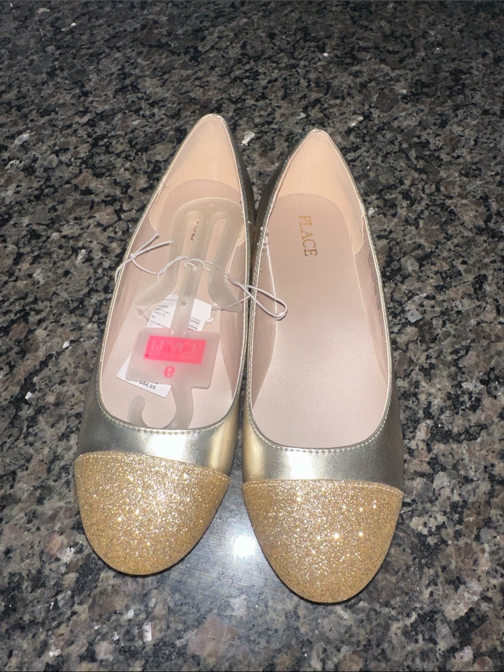 The Children's Place Gold Glitter Toe Ballet Flats
